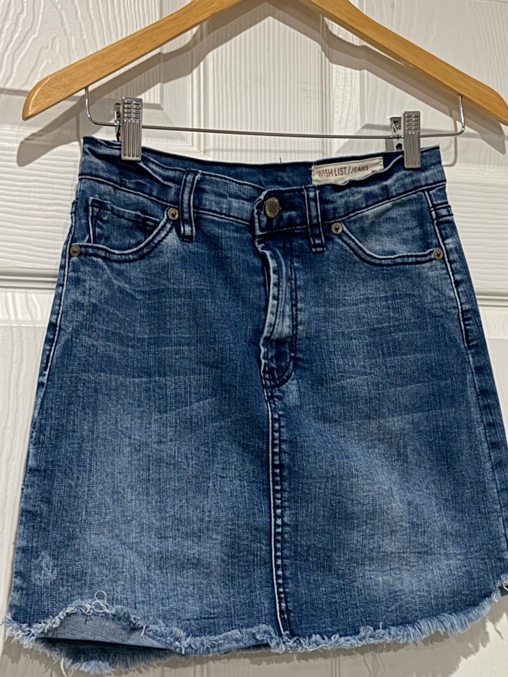 Wishlist Distressed Denim Mini Skirt - Blue